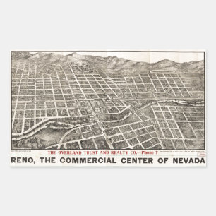 Luftansicht von Reno, Nevada (1907) Rechteckiger Aufkleber