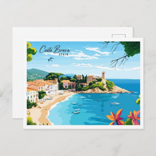 Luftaufnahme Costa Brava Spanien Reisen Postkarte (Vorne/Hinten)