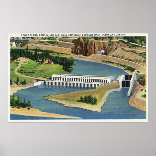 Luftaufnahme der Bonneville Dam Power Pflanze Poster (Vorne)