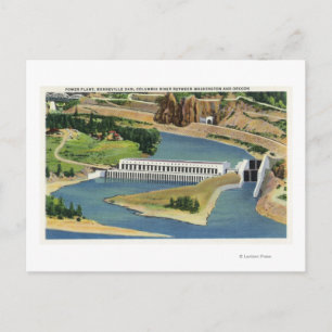 Luftaufnahme der Bonneville Dam Power Pflanze Postkarte