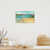 Luftaufnahme der Carquinez-Brücke und Karte Poster (Küche)