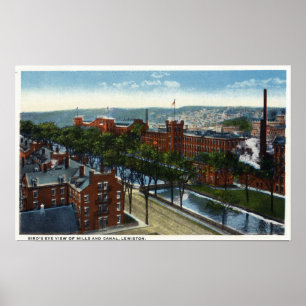 Luftaufnahme der Mühlen und des Kanals Poster