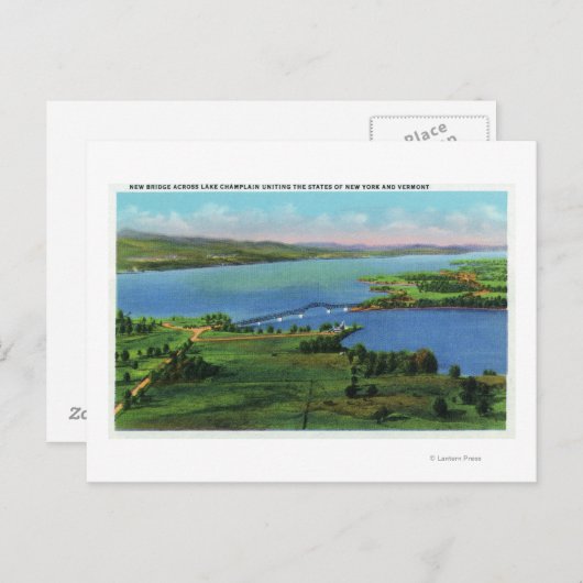 Luftaufnahme der neuen Brücke, die NY und VT verbi Postkarte (Vorne/Hinten)