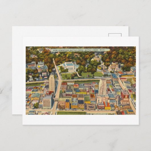 Luftaufnahme der Schlacht von Creek, Michigan, Vin Postkarte (Vorne/Hinten)