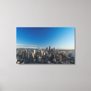 Luftaufnahme der Seattle-Stadt-Skyline Leinwanddruck