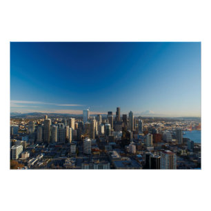 Luftaufnahme der Seattle-Stadt-Skyline Poster