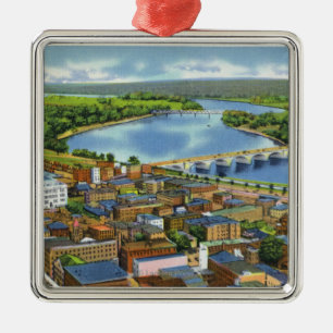 Luftaufnahme der Stadt und des Connecticuts Ornament Aus Metall