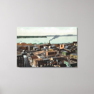 Luftaufnahme der Stadt und des Hafens Leinwanddruck