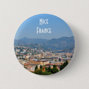 Luftaufnahme der Stadt von Nizza in Frankreich Button