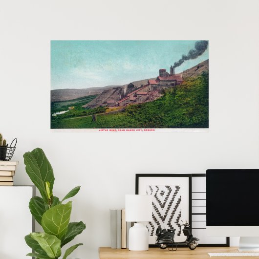 Luftaufnahme der Virtue MineBaker City, ODER Poster (Heimbüro)