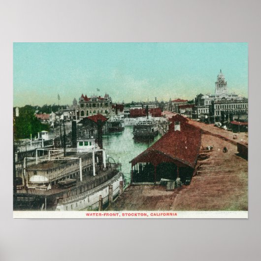 Luftaufnahme der WasserfrontStockton, CA Poster (Vorne)