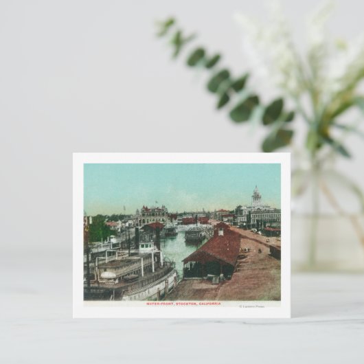 Luftaufnahme der WasserfrontStockton, CA Postkarte (Stehend Vorderseite)