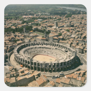 Luftaufnahme des Amphitheatre Quadratischer Aufkleber