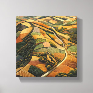 Luftaufnahme des Autumnal Farmland Leinwanddruck