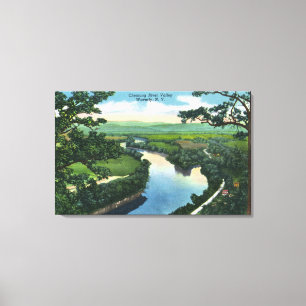 Luftaufnahme des Chemung River Valley Leinwanddruck