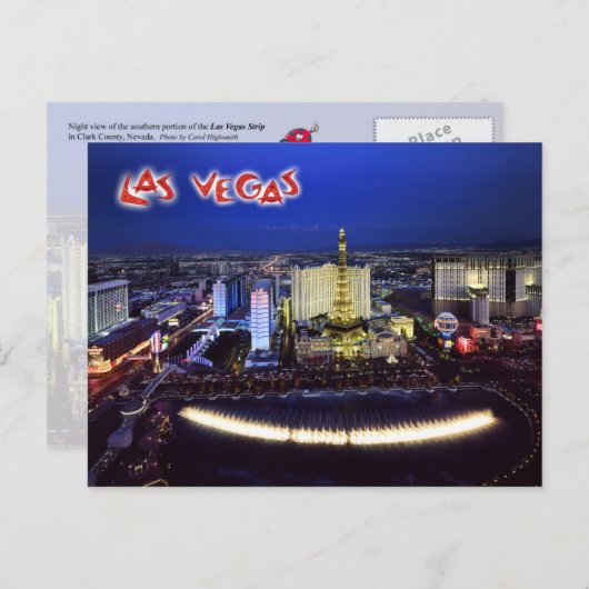 Luftaufnahme des Las Vegas Strip in der Nacht Postkarte (Vorne/Hinten)