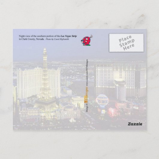 Luftaufnahme des Las Vegas Strip in der Nacht Postkarte (Rückseite)