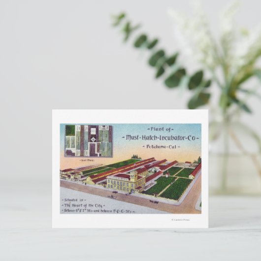 Luftaufnahme des Must-Hatch-Inkubators Co Bldg Postkarte (Stehend Vorderseite)