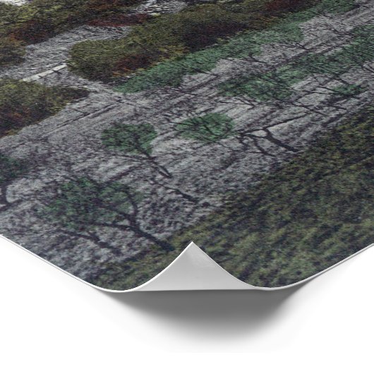 Luftaufnahme des Steinbruchs von Knowles Granite Poster (Ecke)