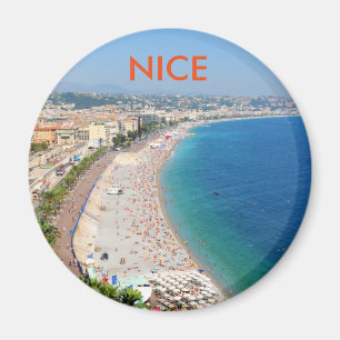 Luftaufnahme des Strandes in Nizza, Frankreich Magnet