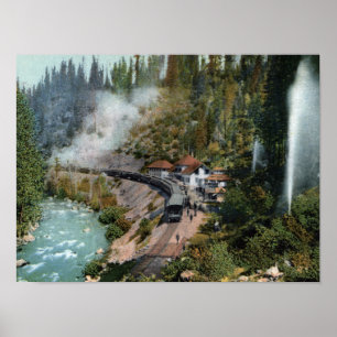 Luftaufnahme einer Bahnstation Poster