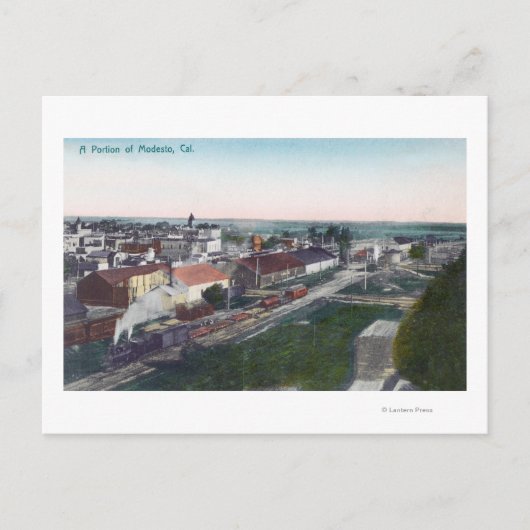 Luftaufnahme eines Teils von CityModesto, CA Postkarte (Vorderseite)