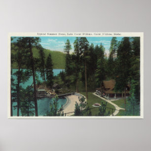 Luftaufnahme eines typischen Sommer-Zuhause auf Poster