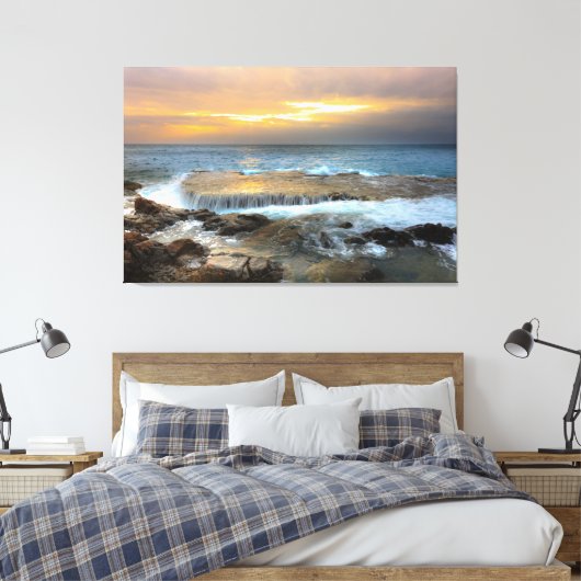 Luftaufnahme Fotografie von Rocky Shore Leinwanddruck (Insitu (Schlafzimmer))
