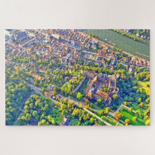Luftaufnahme romantischer Heidelbergstadt u. Puzzle (Horizontal)