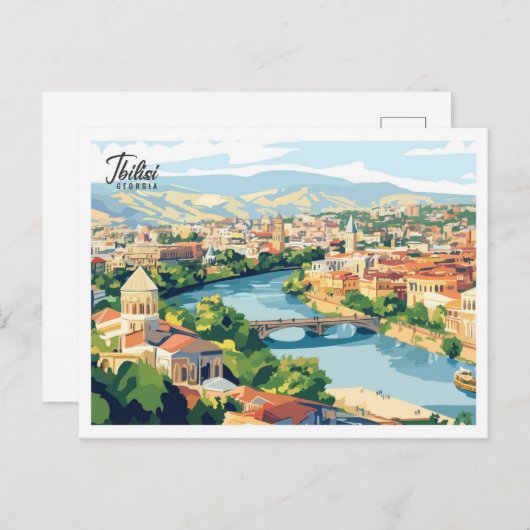 Luftaufnahme Tiflis Georgien Illustrationsreise Postkarte (Vorne/Hinten)