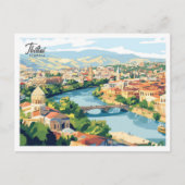 Luftaufnahme Tiflis Georgien Illustrationsreise Postkarte (Vorderseite)