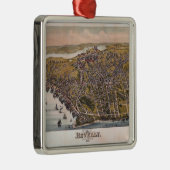 Luftaufnahme von Beverly, Massachusetts (1886) Silbernes Ornament (Rechts)