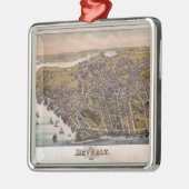 Luftaufnahme von Beverly, Massachusetts (1886) Silbernes Ornament (Links)