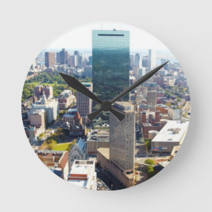 Luftaufnahme von Boston 2 Runde Wanduhr