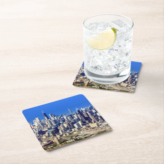 Luftaufnahme von Chicago im Stadtzentrum gelegen Rechteckiger Pappuntersetzer (Vor Ort)