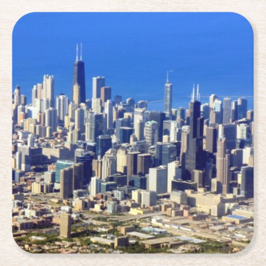 Luftaufnahme von Chicago im Stadtzentrum gelegen Rechteckiger Pappuntersetzer (Vorderseite)