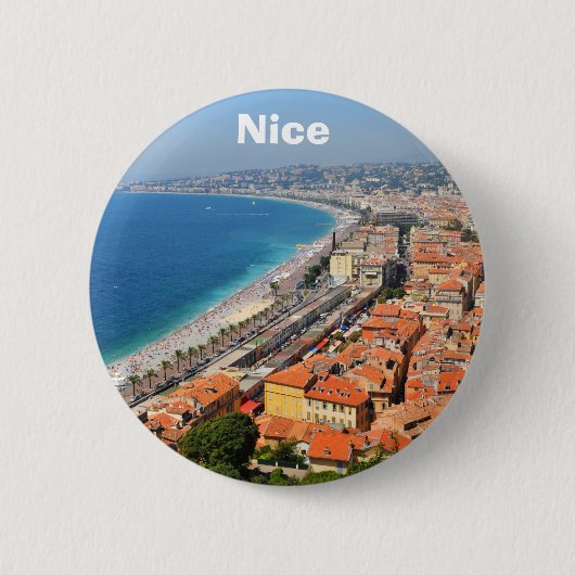 Luftaufnahme von französischem Riviera in Nizza, Button (Vorderseite)