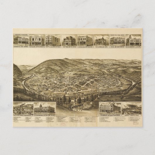 Luftaufnahme von Harriman, Tennessee (1892) Postkarte (Vorderseite)