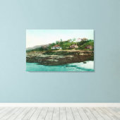 Luftaufnahme von Hütten und Strand in La Jolla Leinwanddruck (Insitu (Holzboden))