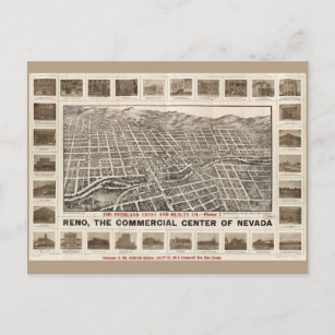Luftaufnahme von Reno, Nevada (1907) Postkarte