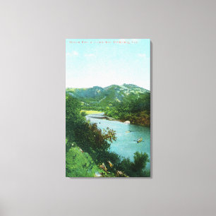 Luftaufnahme von russischem Fluss an der Leinwanddruck