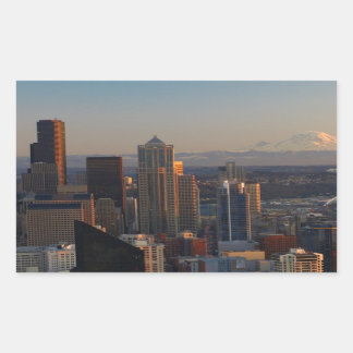 Luftaufnahme von Seattle-Stadt-Skylinen 2 Rechteckiger Aufkleber