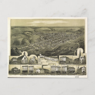 Luftaufnahme von Shenandoah, Pennsylvania (1889) Postkarte