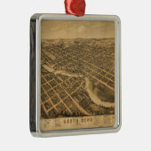 Luftaufnahme von South Bend, Indiana (1874) Silbernes Ornament (Rechts)