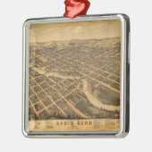 Luftaufnahme von South Bend, Indiana (1874) Silbernes Ornament (Links)