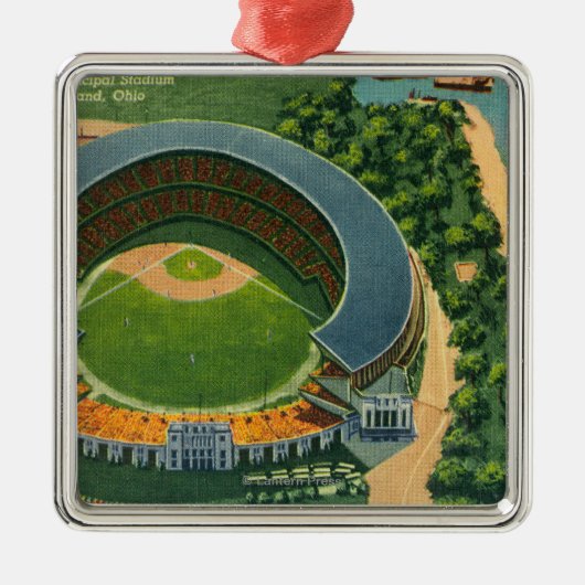 Luftaufnahme von städtischem StadiumCleveland, OH- Silbernes Ornament (Vorne)