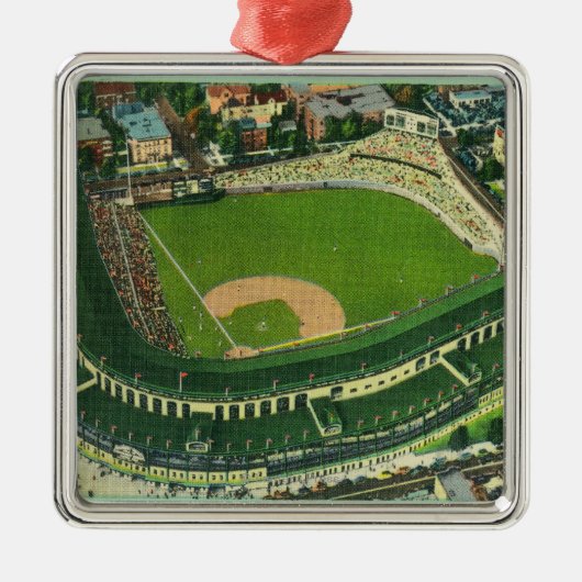 Luftaufnahme von Wrigley-Feld # von 2Chicago, IL Ornament Aus Metall (Vorne)