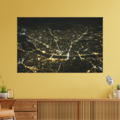 Luftaufnahmen bei Nachtlichtern in Verbindung Lein Leinwanddruck (Insitu (Wohnzimmer))