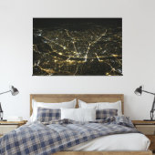 Luftaufnahmen bei Nachtlichtern in Verbindung Lein Leinwanddruck (Insitu (Schlafzimmer))