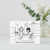 Luftaustritt im Weltraum Anzug, humorvoll, Vintag Postkarte (Stehend Vorderseite)